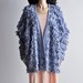 shaggy shredded denim ruffle cardigan sweater jacket  / s / m / l
