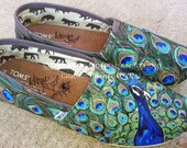 Custom Painted Peacock on your TOMS this is the DESIGN FEE only toms not included