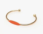 Tangerine Orange Hand Painted Brass ID Bracelet