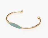 Sea Green Hand Painted Brass ID Bracelet