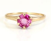 Antique Victorian Yellow Gold Pink Sapphire Solitaire Engagement Ring