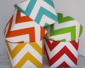 Storage and Organization - Mini Fabric Organizer Bins - Set of 5 - Chevron - ZigZag - Green - Orange - Blue - Yellow - Red