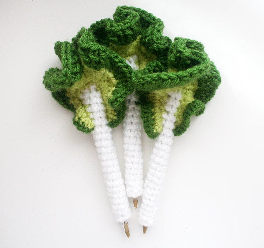crocheted Romaine Lettuce Pen Cozy