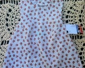 White Floral Halter Top/Dress - toddler, handmade, vintage fabric, pink, orange, child, girl, summer