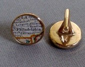 Engraved Heirloom Map Cufflinks Solid Golden Bronze Cast One Piece Made to Order Wedding  Cufflinks