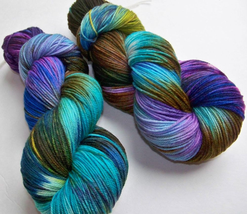 Hand Painted Ultra Merino Superwash Sock Fingering Yarn -- Tropical Fish (This Batch)