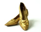 Antique Metallic Gold Early 1900s Women's Kidskin Shoes