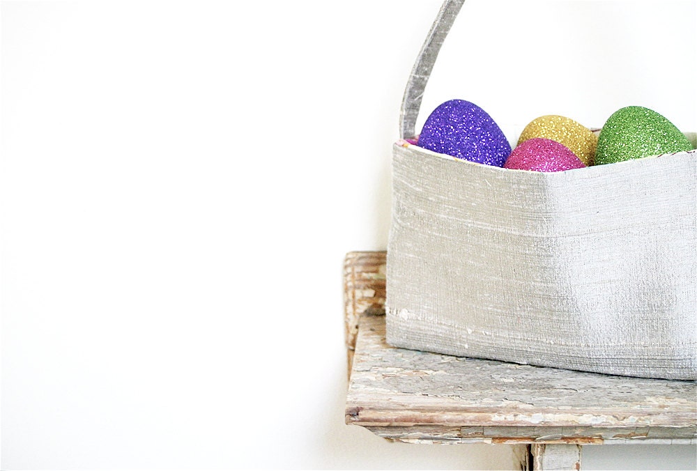 Easter Basket, flower girl basket, tote - eclu