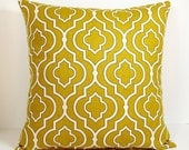 Mustard Yellow Gold Moroccan Trellis decorative throw pillow cover 18 x18 inches /Accent cushion sham/ slipcover.
