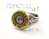 Federal Bullet casing Ring 45 Auto Shotgun Bullet Jewelry oak leaf ring adjustable