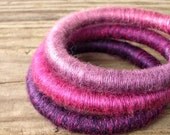 Bangle Bracelets - Yarn Bracelets - Yarn Wrapped Soft Fibre Bracelets in Petunia Pink Purple - READY TO SHIP