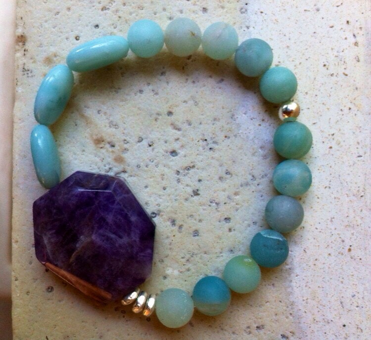 New - Devotion - Amazonite, Dog Tooth Amethyst and Silver Heishi - No. 1