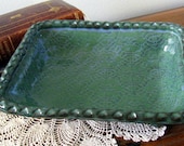 Vintage Lace Pottery Emerald Green Tray