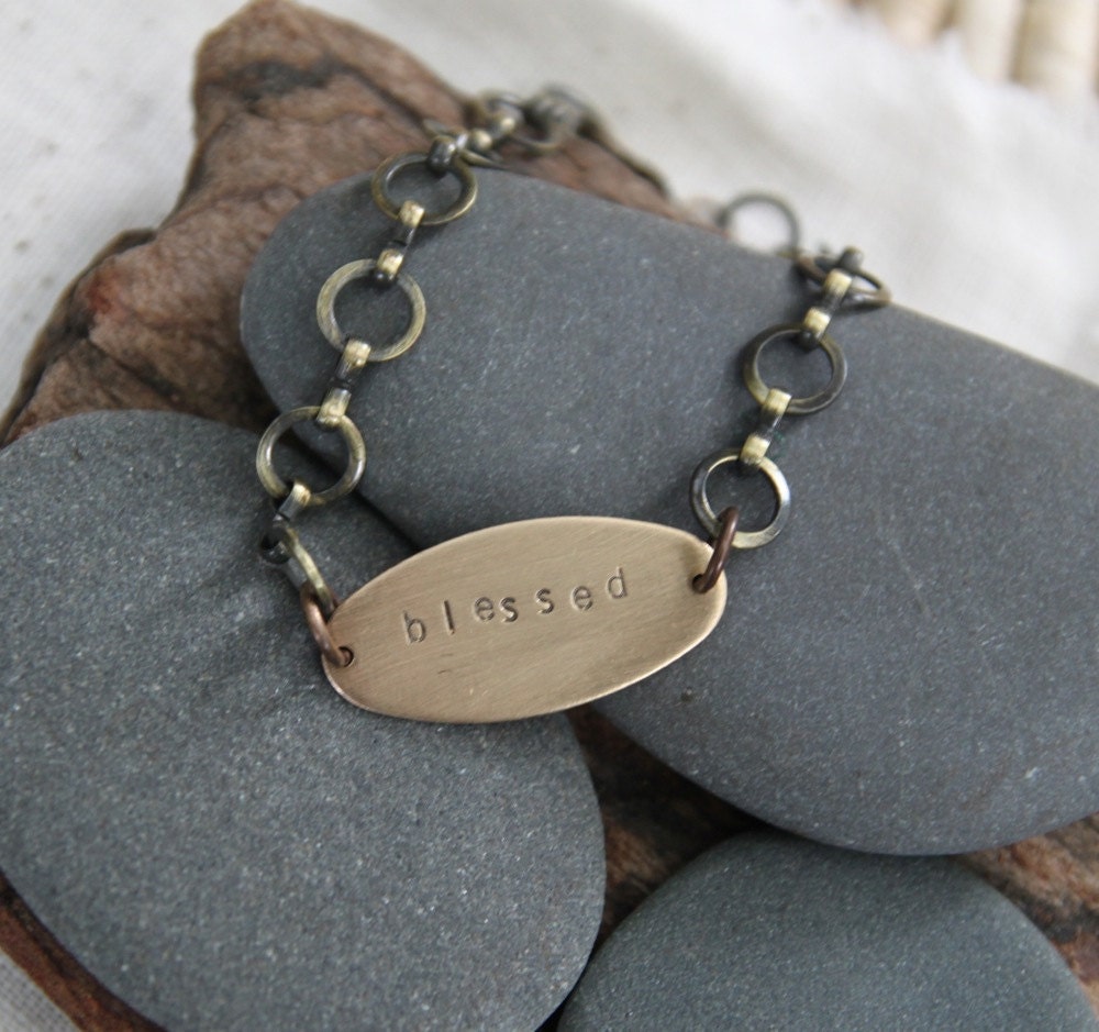 custom one (powerful) word bracelet . oval