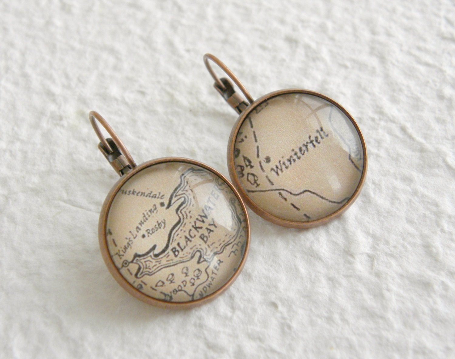 Game of Thrones Map of Westeros Earrings - Choose from Winterfell, King's Landing, The Wall, Casterly Rock, and more