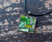 August Peridot Green Mosaic Pendant