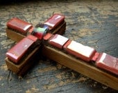 Red and Magenta Olive Wood Confirmation Cross