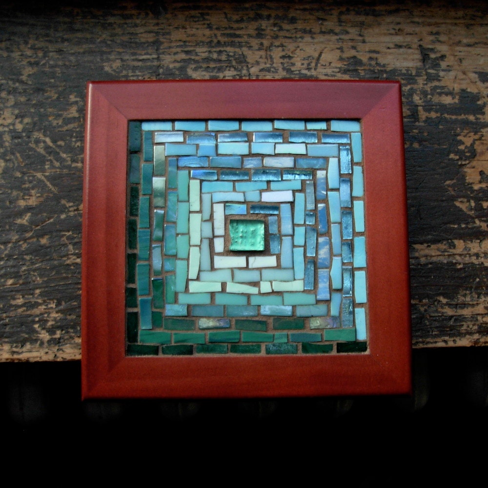 Blue Green Log Cabin Mosaic Tile