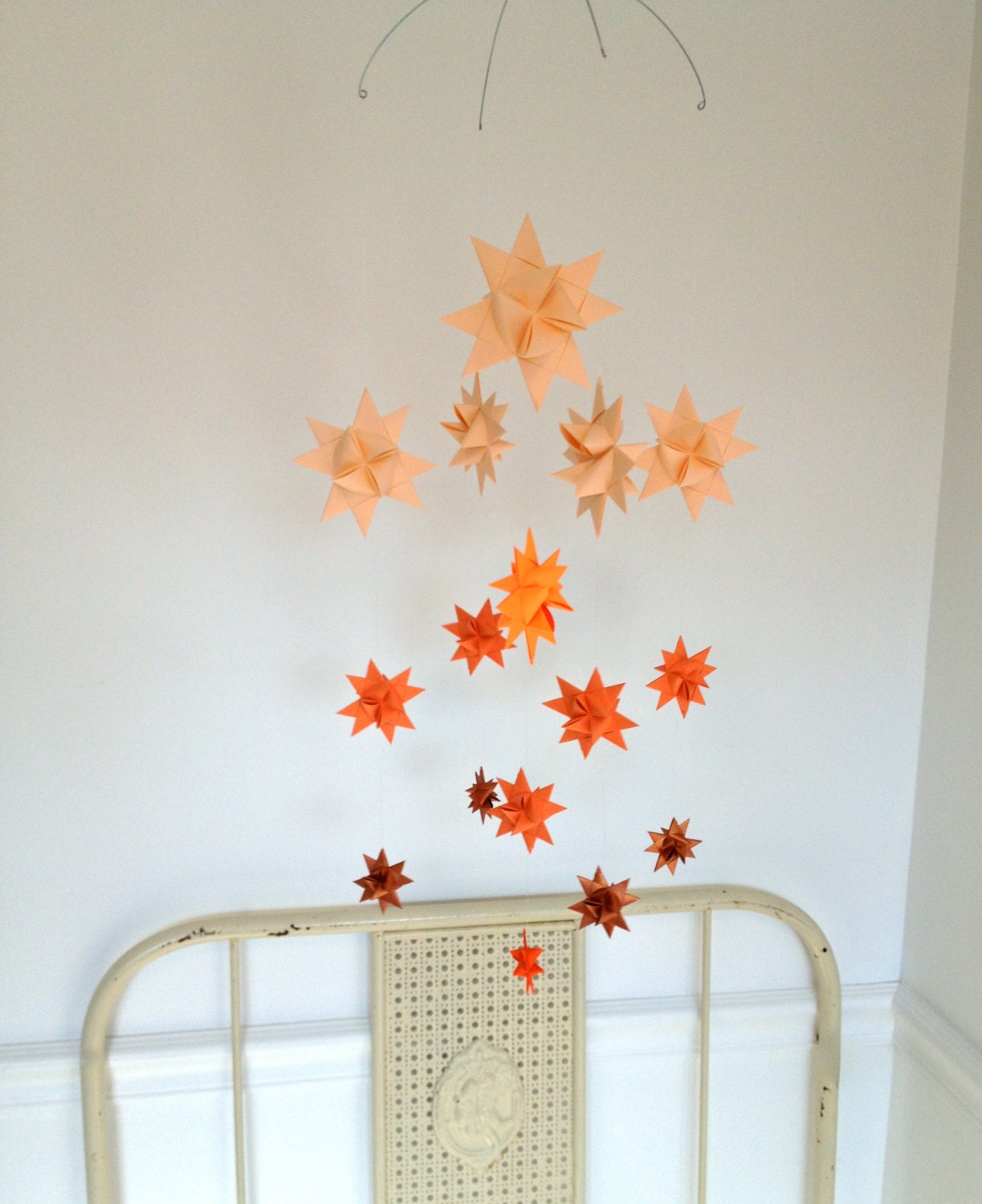 RESERVED Baby Crib Mobile Hanging Origami Stars -'Milky Way' Ombre Orange