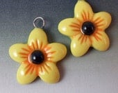 Ceramic Flower Charms - Earring Pair