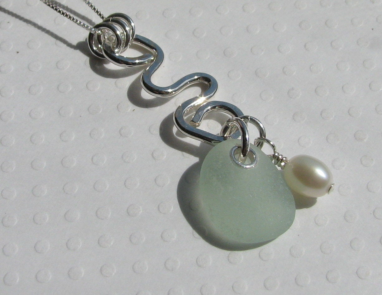 Coastal Curves Sterling Sea Beach Glass Necklace