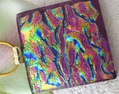 Reserved for Customer - OOAK Purple Pink Gold Rainbow Necklace -  Dichroic Fused Glass Pendant  Jewelry - Necklace  041013p113