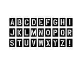 CLEARANCE Clear Unmounted Alphabet  Reverse Stencil ABC rubber stamp Set