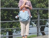 SALE 30% off (Coupon code - Marchsale) Candy bag  2 way Leather n Canvas -- Blue Denim