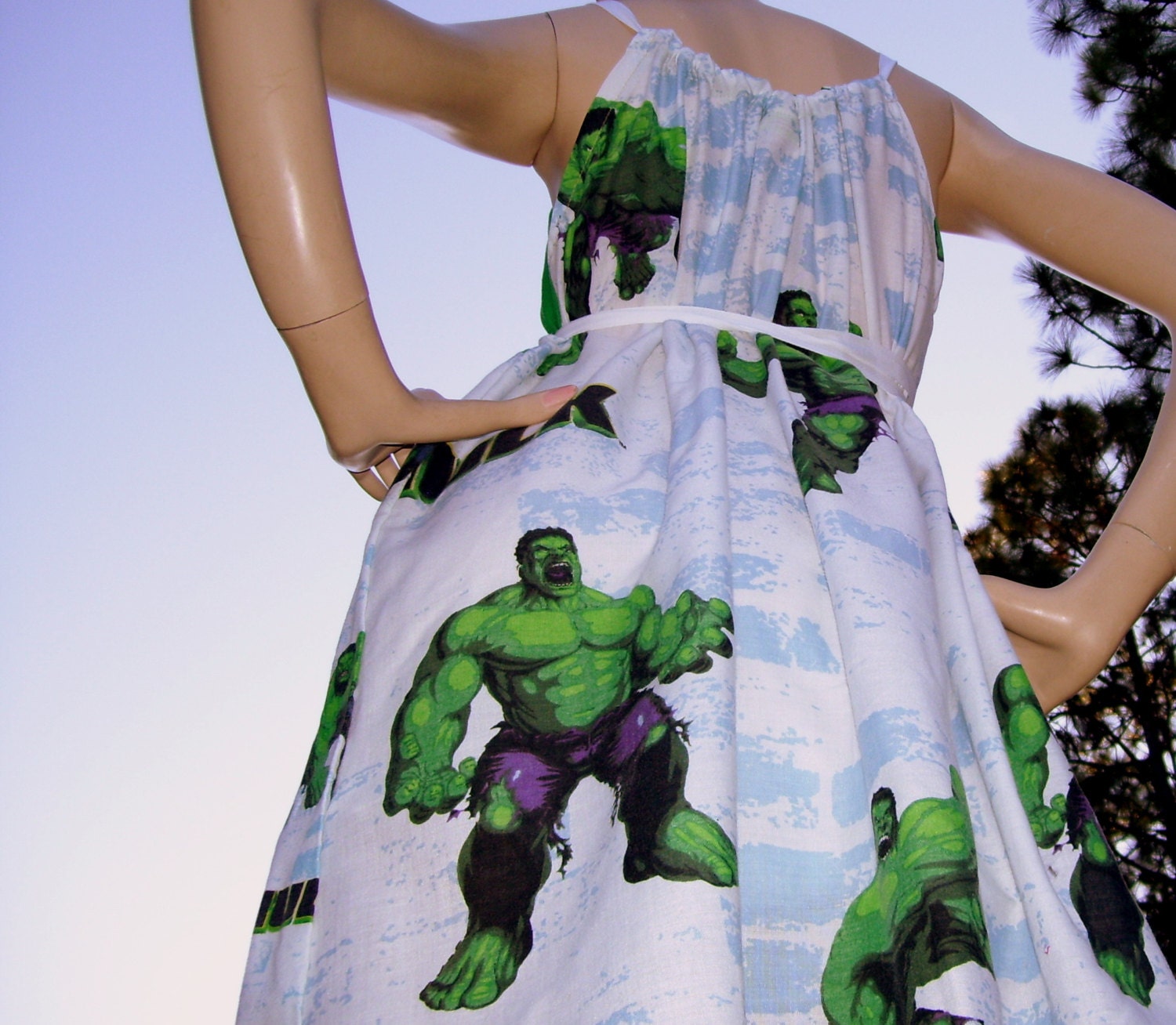 Hulk Dress OAK Upcycled Geek Chic Sundress Mom Party Dress S M L XL