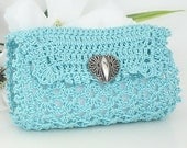 Sewing Needle Pouch Case, Aqua Crocheted Sewing Needle Holder, Sewing Needle Wallet