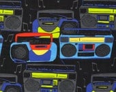 Timeless Treasures, Boom Boxes Black Fabric - Half Yard
