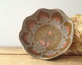 Brass Peacock Bowl - Vintage Brass - Enameled Brass Bowl - Indian