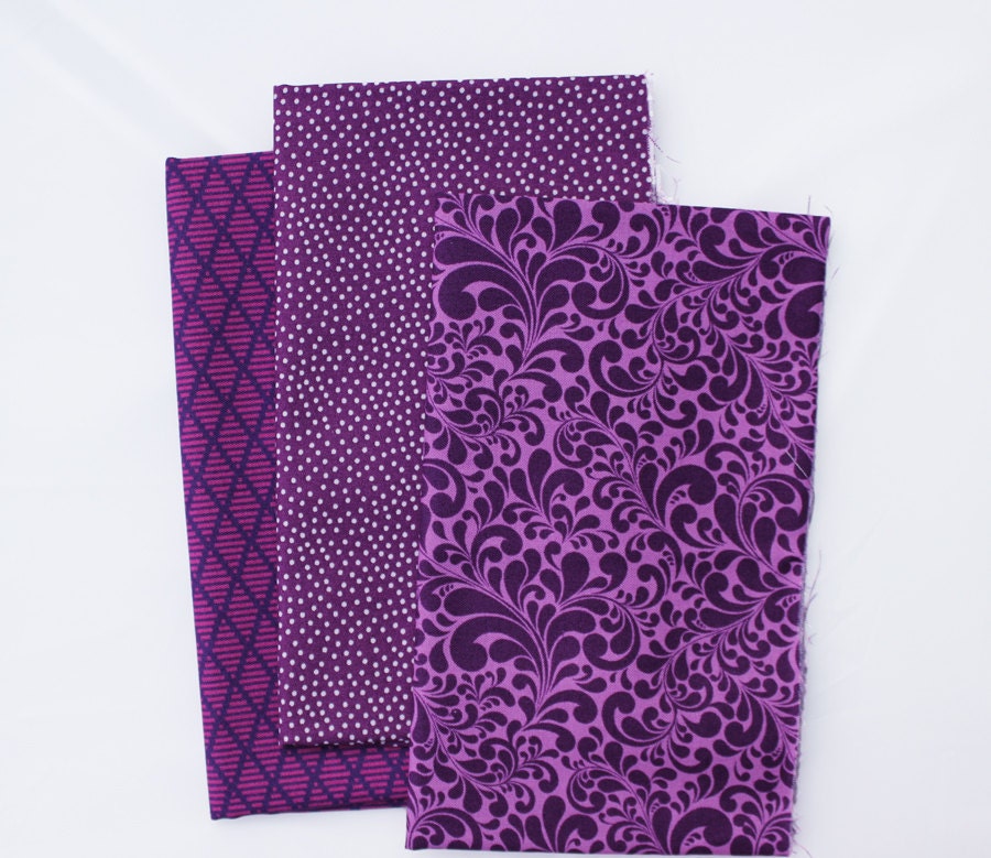 Grape - 3 Fat Eighths - Quilting Fabric Bundle