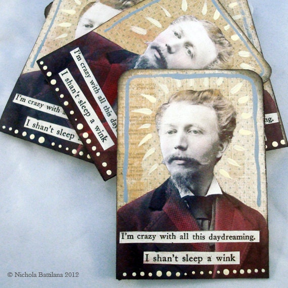 Daydreaming - Sentimental Romantic Original Handmade ACEO Collage - Limited Edition of 7