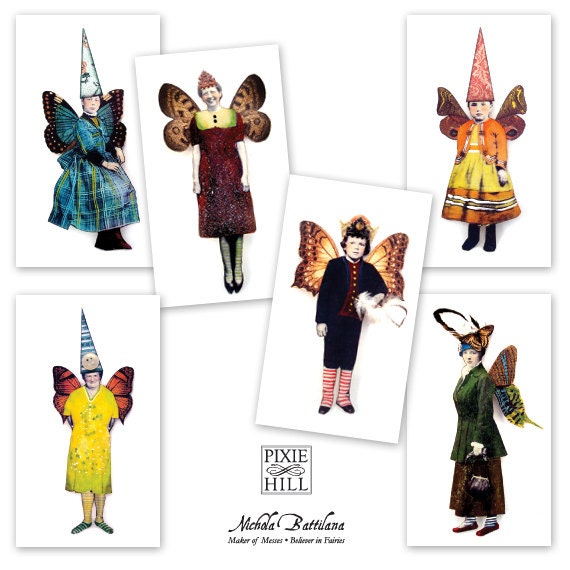 Winged Things - Set of 6 blank mini fairy cards