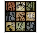 Childrens Decor - Typographical Lyric Art Print - Love Makes The World Go Round---8X8 SINGLE PRINT