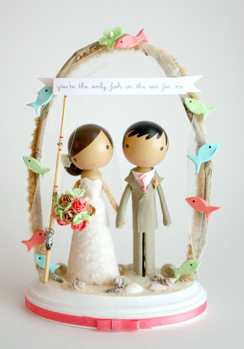 custom beach wedding cake topper - with arch