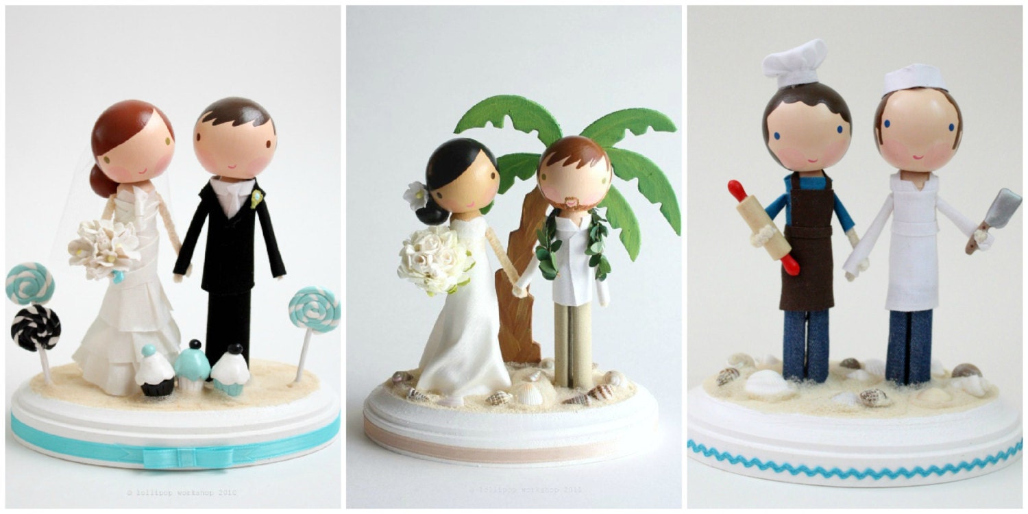 custom wedding cake topper - beach theme