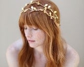 Bridal hair vine, grecian inspired, headband - Gilded double hair vine - Style 332 - Made to Order