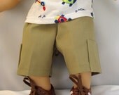 Khaki Cargo Shorts for 15 inch dolls