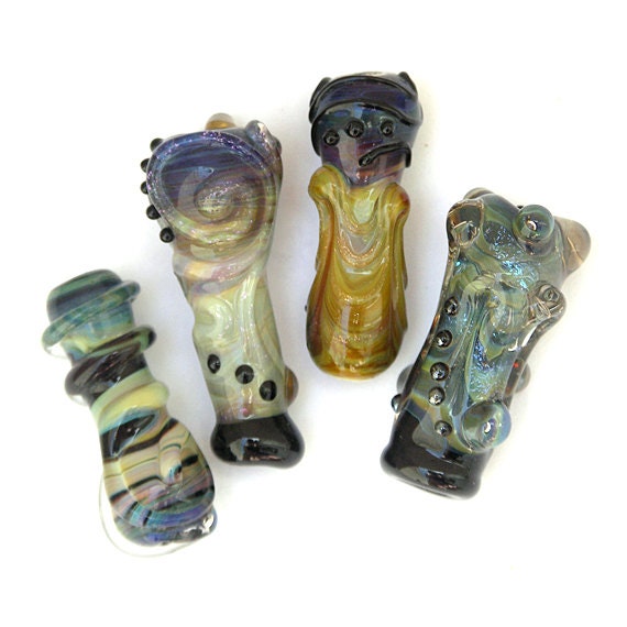 SALE: Multicolored Silver Glass Mini-Focal Beads - Handmade Lampwork (4)