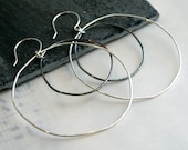 Double Loop Polished, Oxidized Sterling Silver Earrings