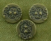 J.   5/8"   Franciacorte Antique Brass Heart Designed Italian Button
