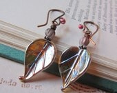 Golden Leaves - Lampwork Glass Earrings