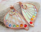 Sihaya Designs Faery Wing Earrings - Rainbow Glitter Wings- Fairy Wing Jewelry