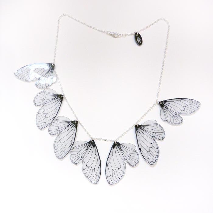 Cicada wing bib necklace