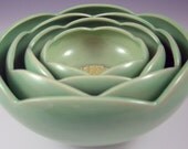 Nesting Ranunculus Flower Ceramic Bowls for Dining, Entertaining, Display