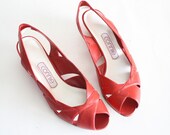 Sz 6 Vintage Red Leather Summer Sandals