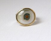 Ocean Jasper Ring Orbicular Jasper Jewelry Handmade Artisan Metalwork 18kt Sterling Two Tone Mixed Metal