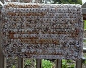 Recycled Rag Rug Crochet Floor Covering Bath Mat Upcycled Ecofriendly Natural Brown Tan
